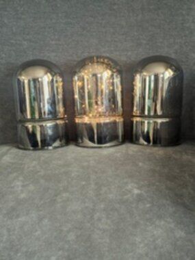 Cool 70's Retro Vibe Chrome LED Dome Lights, Set of 3 Smoked Glass, Fairy Lights